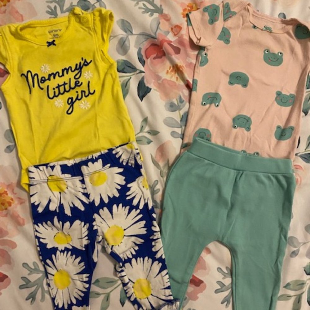 (2) Matching Bodysuit/Pants sets- Carters, 6M